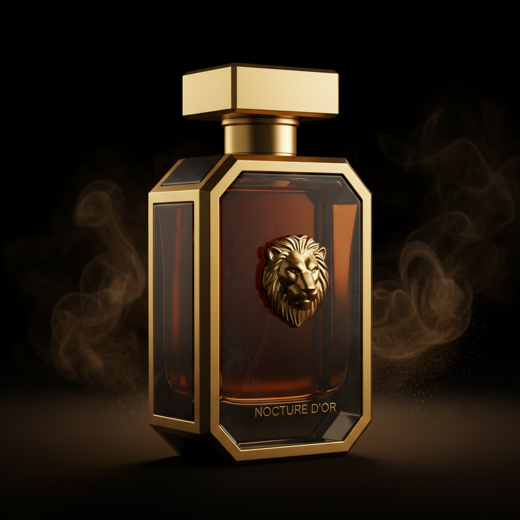 O'Juvi E-26 dark gold luxury perfume bottle seductive masculine