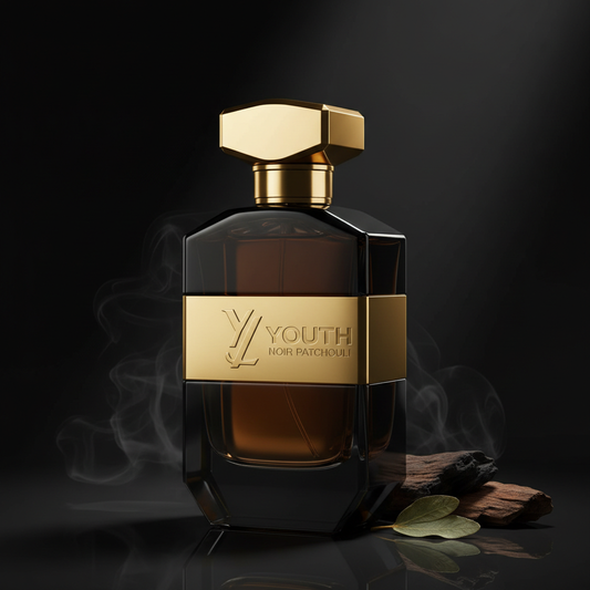 O'Juvi E-12 dark luxury perfume bottle black and gold